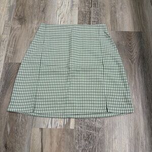 Brandy Melville plaid mini skirt green and white